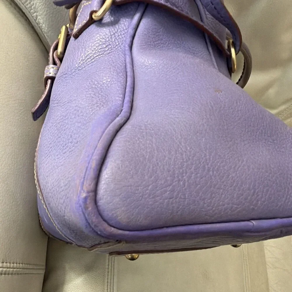 Dooney & Bourke Florentine Purple Domed Buckle Satchel Leather Bag RARE